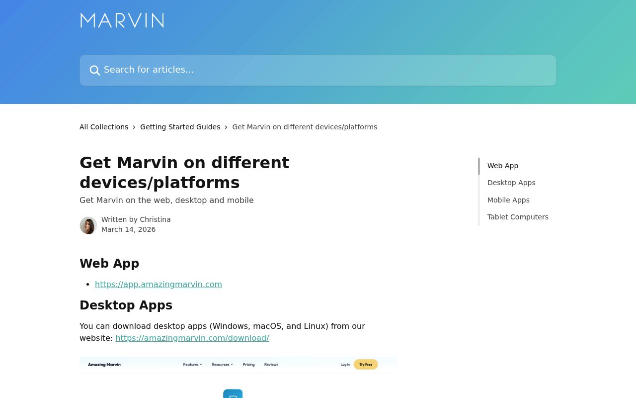 Screenshot of the Amazing Marvin en page — Amazing Marvin: Best for Cross-Platform Flexibility