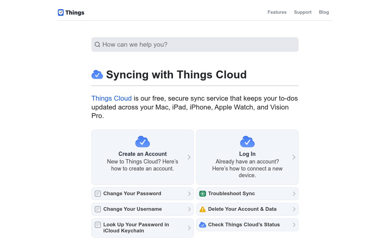 Screenshot of the Things 3 things page — Things 3: Offline-First for Apple Users