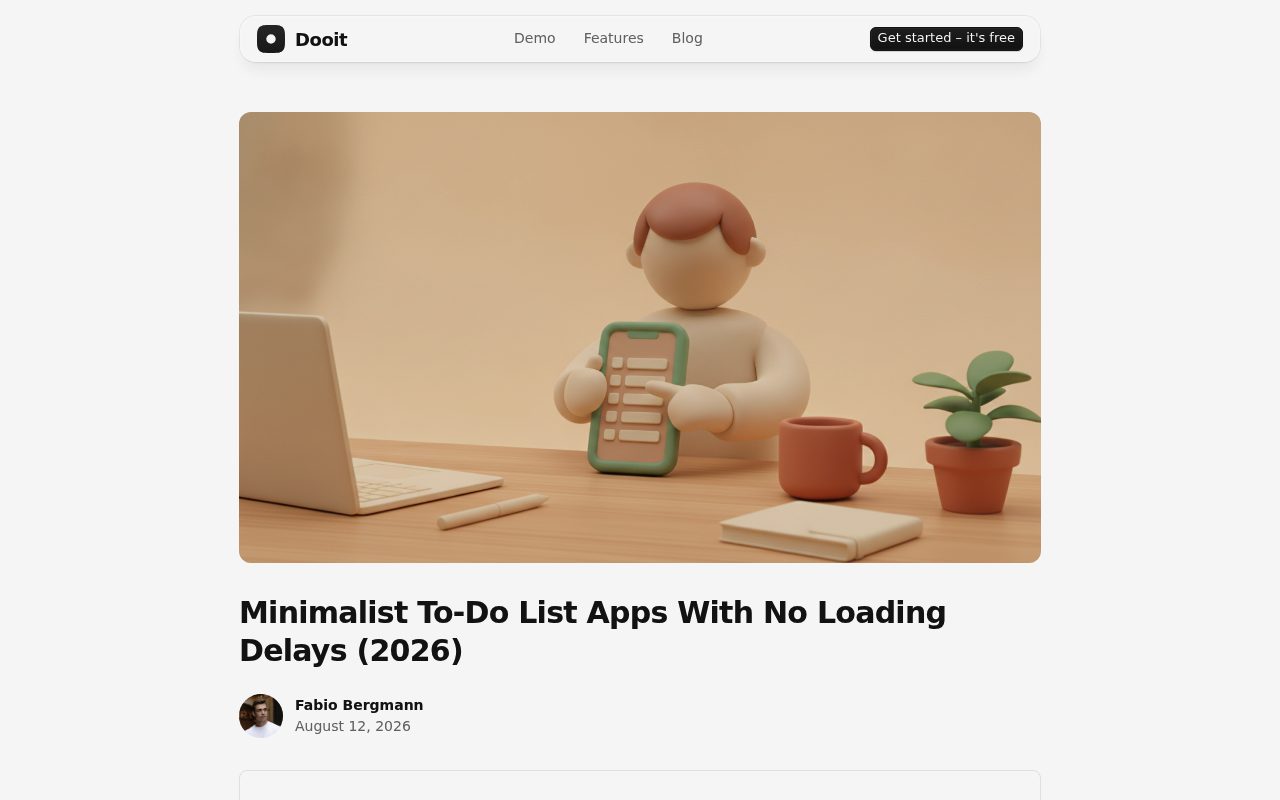 Screenshot of the Dooit blog page — Dooit: strong for keyboard-first habit and task tracking without bloat