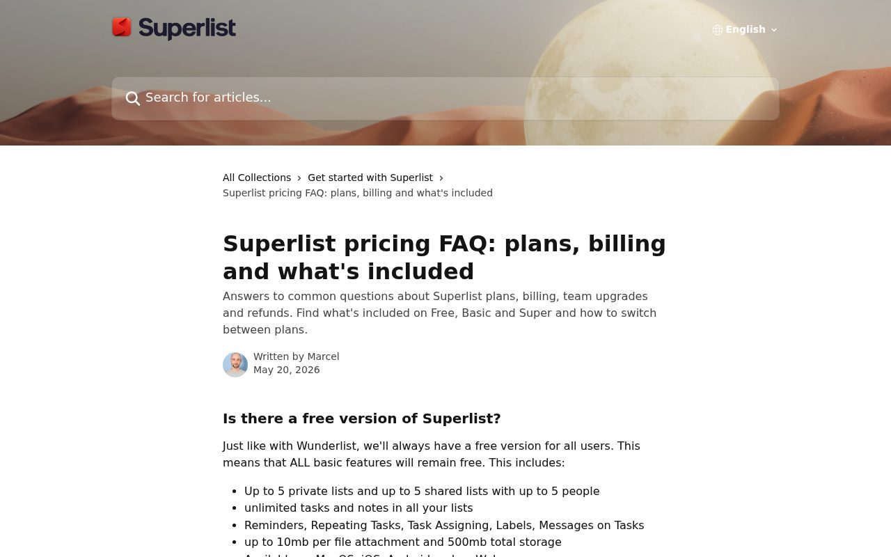 Screenshot of the Superlist en page — Superlist: strong for collaborative lists with generous free storage