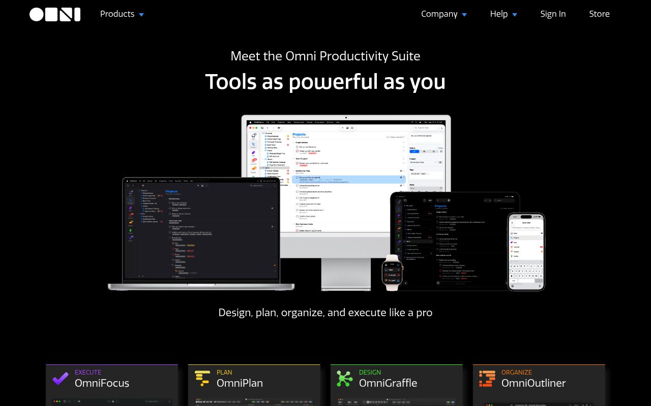 Screenshot of the OmniFocus website
