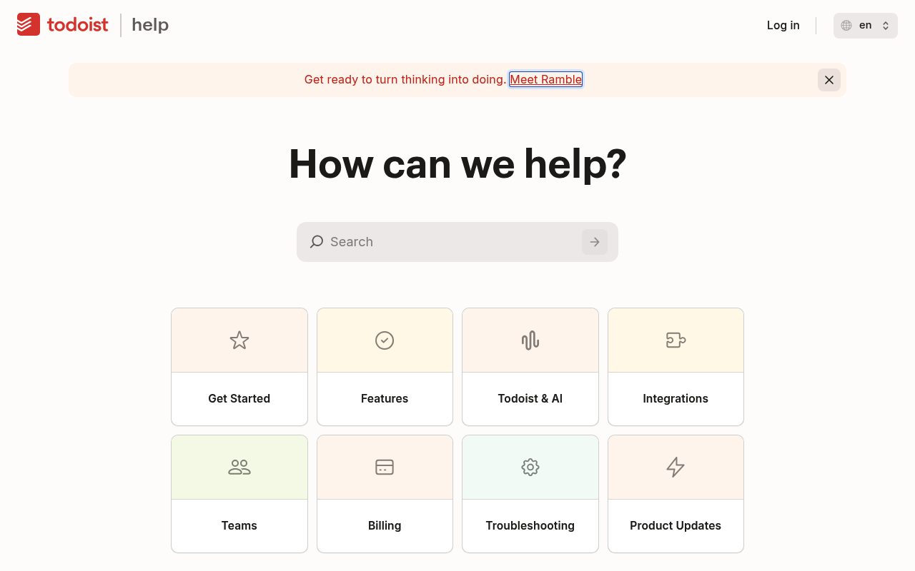 Screenshot of the Todoist help page — Todoist: best for fast natural language capture